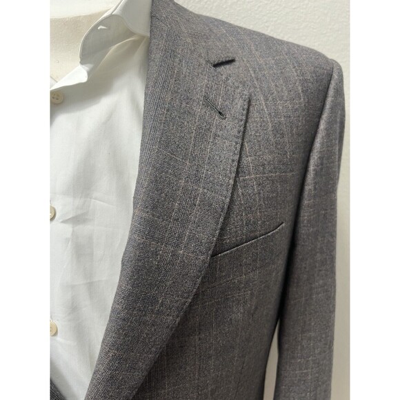 Jos. A. Bank Signature Blazer Men 40R  Gray Brown Windowpane Plaid Wool Jacket - Picture 2 of 16